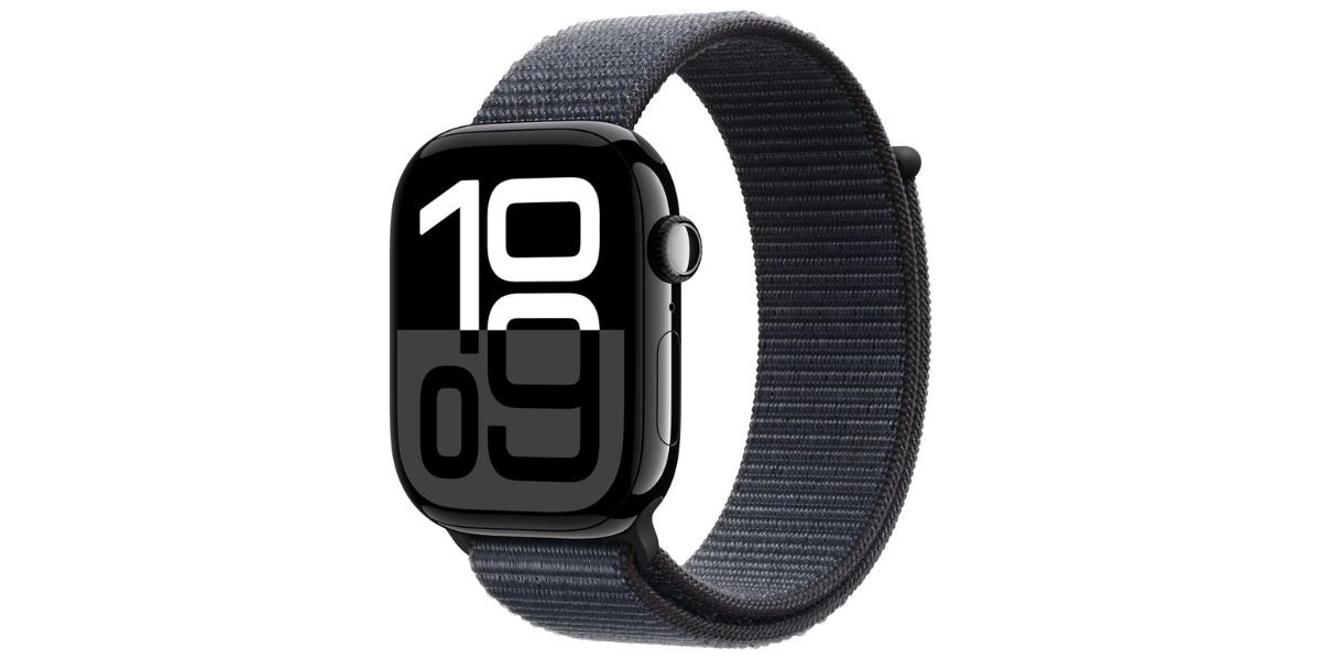 Apple Watch Series 10 [GPS 46mm case] Smartwatch with Jet Black Aluminium Case with Ink Sport Loop