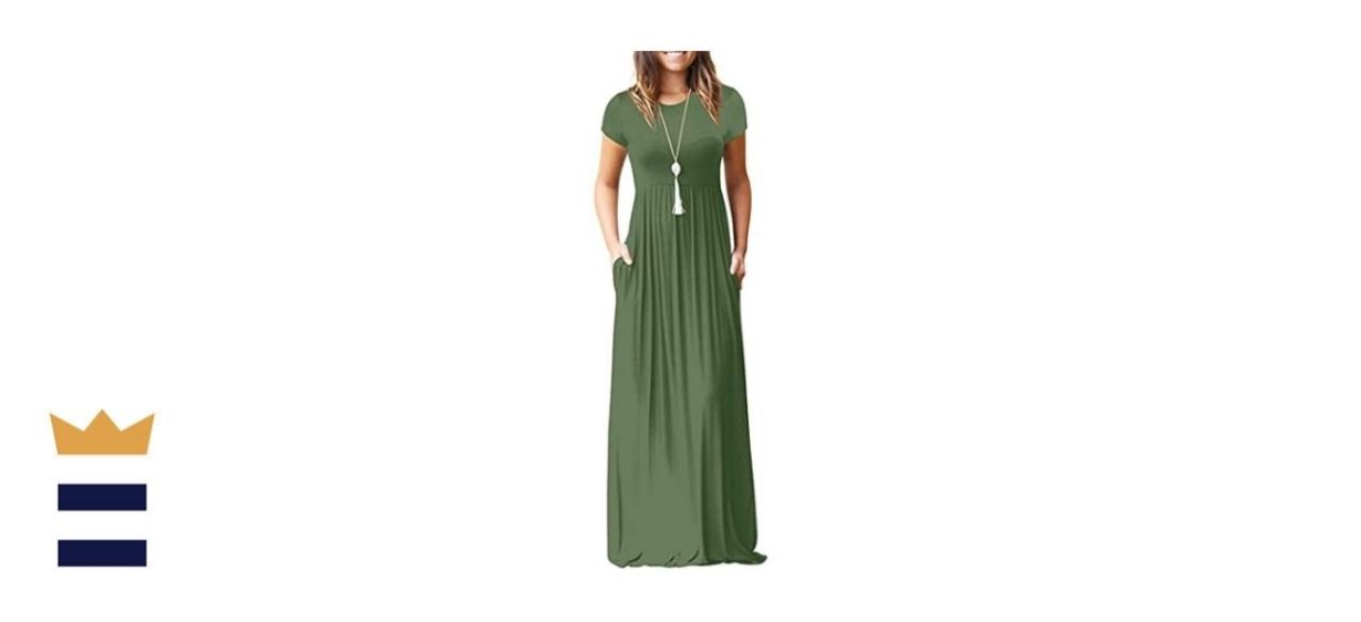 Auselily Women’s Short Sleeve Loose Maxi Dress