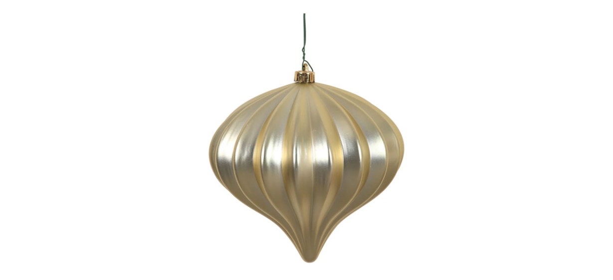 Gold Onion Christmas Ornament on white background