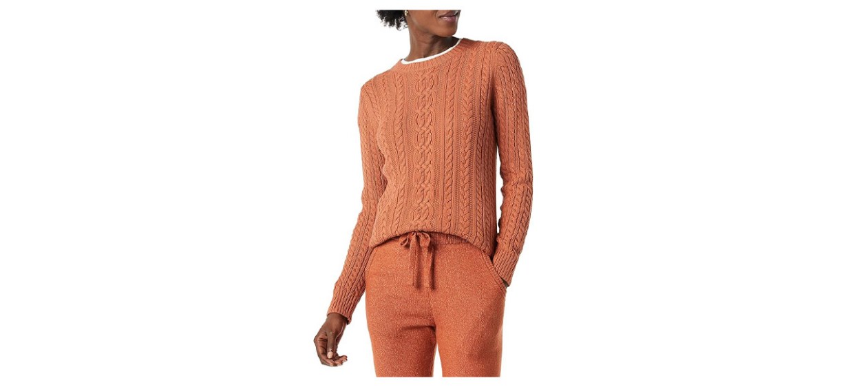 Best Amazon Essentials Women's Fisherman Cable Long-Sleeve Crewneck Sweater