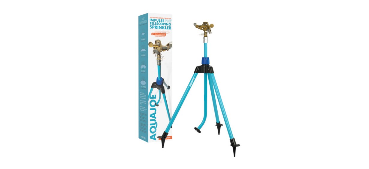 Aqua Joe Indestructible Zinc Impulse 360-Degree Telescoping Tripod Sprinkler