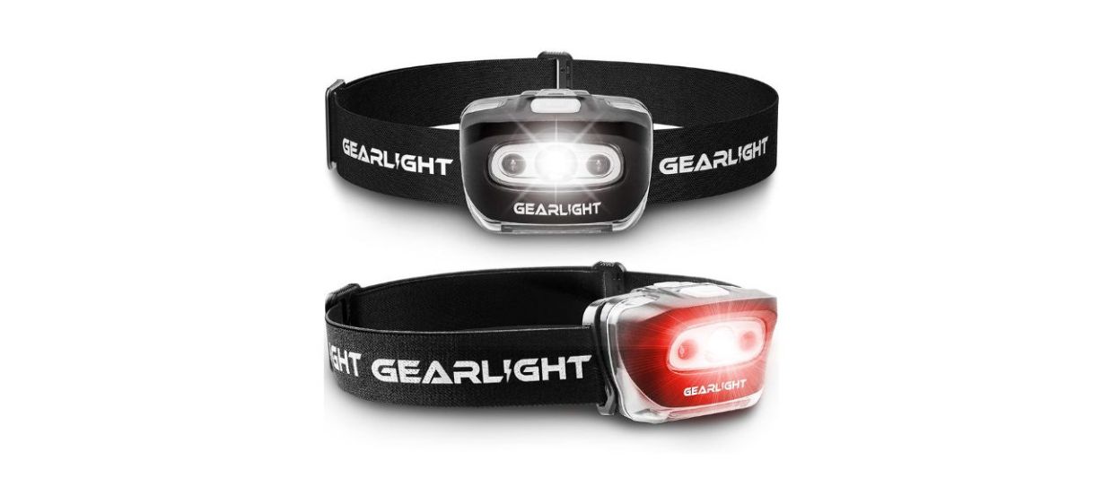 Gearlight LED Headlamp, 2-pack, one with a white bulb and one with a red bulb
