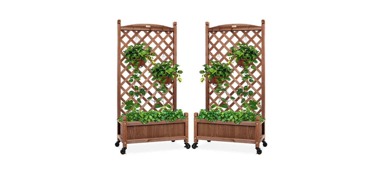 Best Choice Products Wood Planter Box and Diamond Lattice Trellis