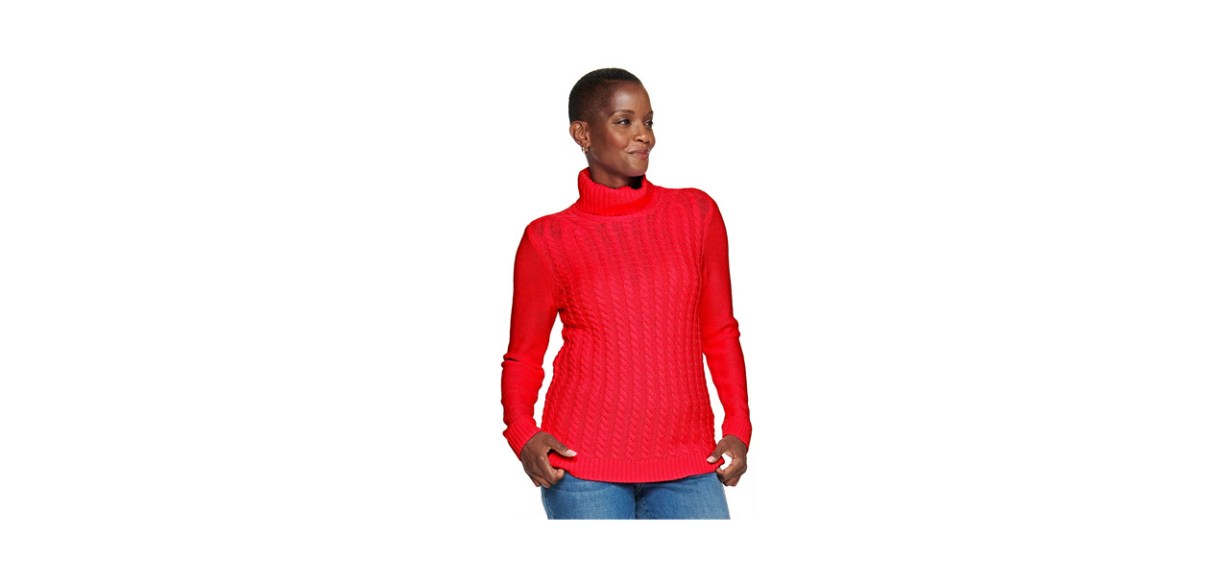 Best Croft &amp; Barrow Women’s Extra Soft Cable-Knit Turtleneck Sweater