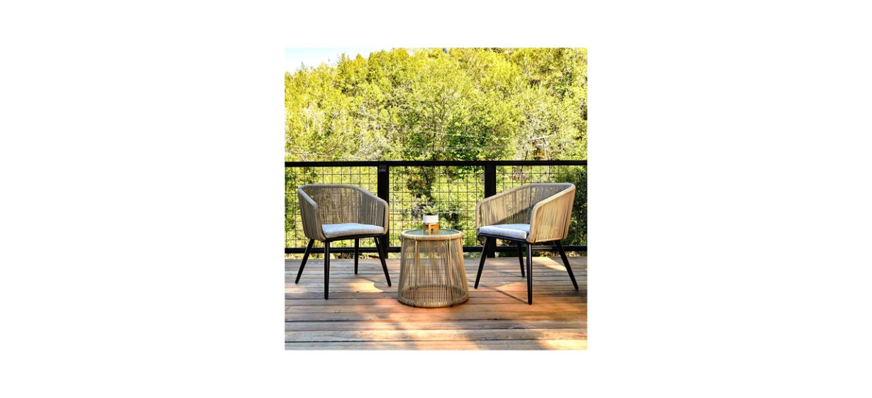 best East Oak Three-Piece Outdoor Conversation Set