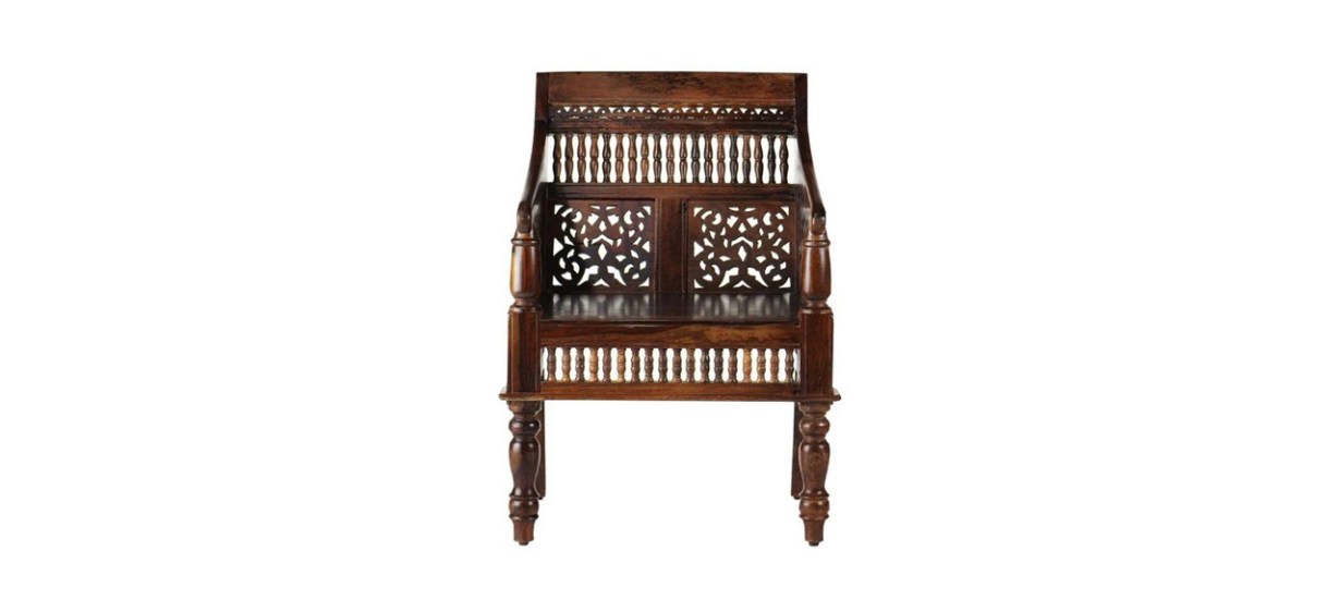Best Home Decorators Collection Maharaja Walnut Wood Hand-Carved Arm Chair
