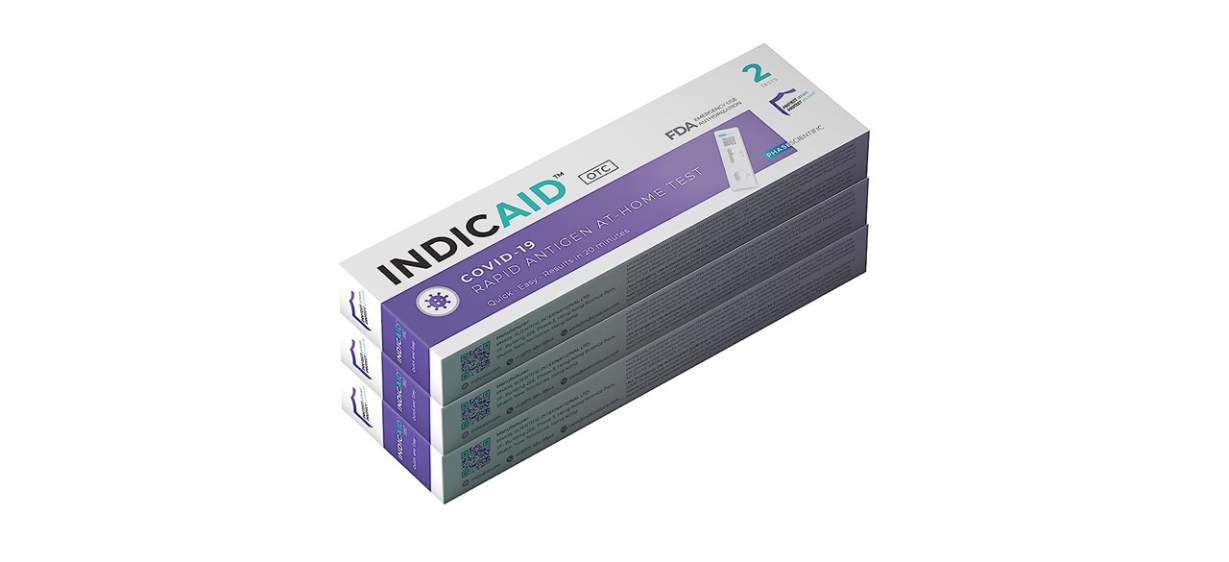 Indicaid Covid-19 Rapid Antigen At-Home Test on white background
