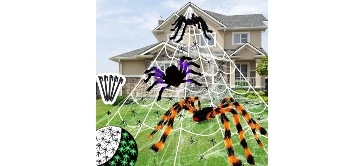 Halloween giant spider web with spiders outdoor decoration Halloween giant spider web with spiders outdoor decoration