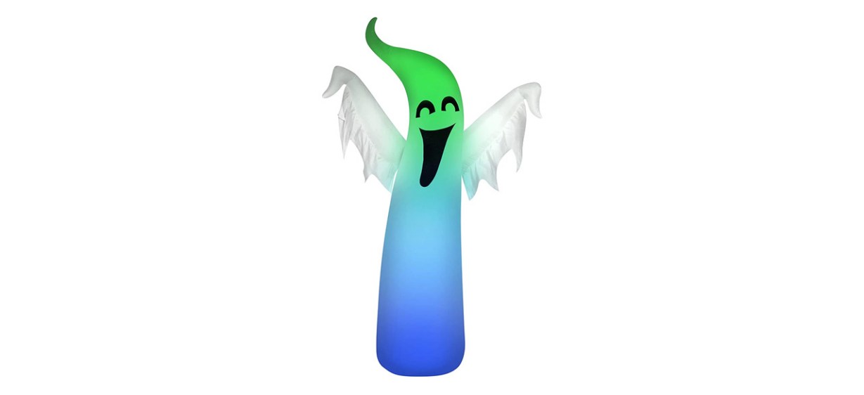 Blue and green inflatable ghost for yard on white background Blue and green inflatable ghost for yard on white background