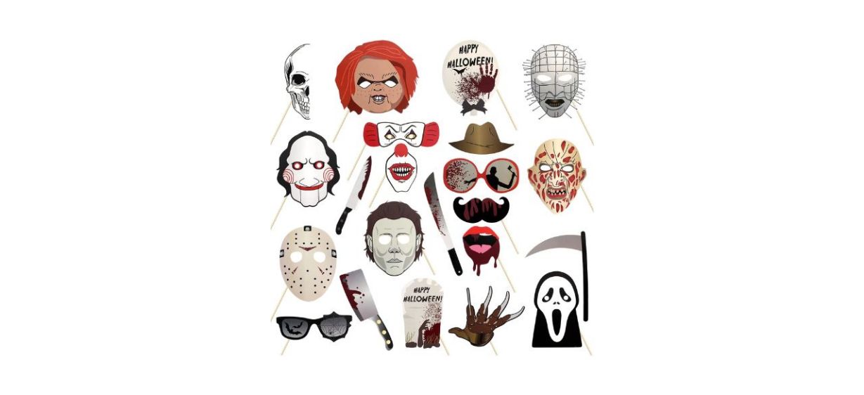 Best LHCING  22-Piece Halloween Photo Booth Props Kit