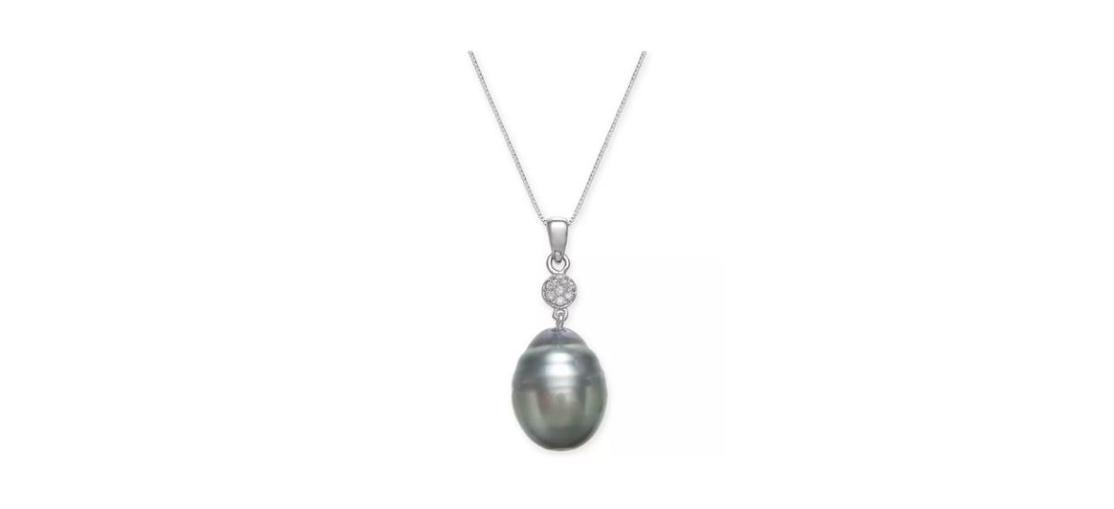 Best Macy’s Cultured Black Tahitian Pearl and Diamond Accent Pendant Necklace