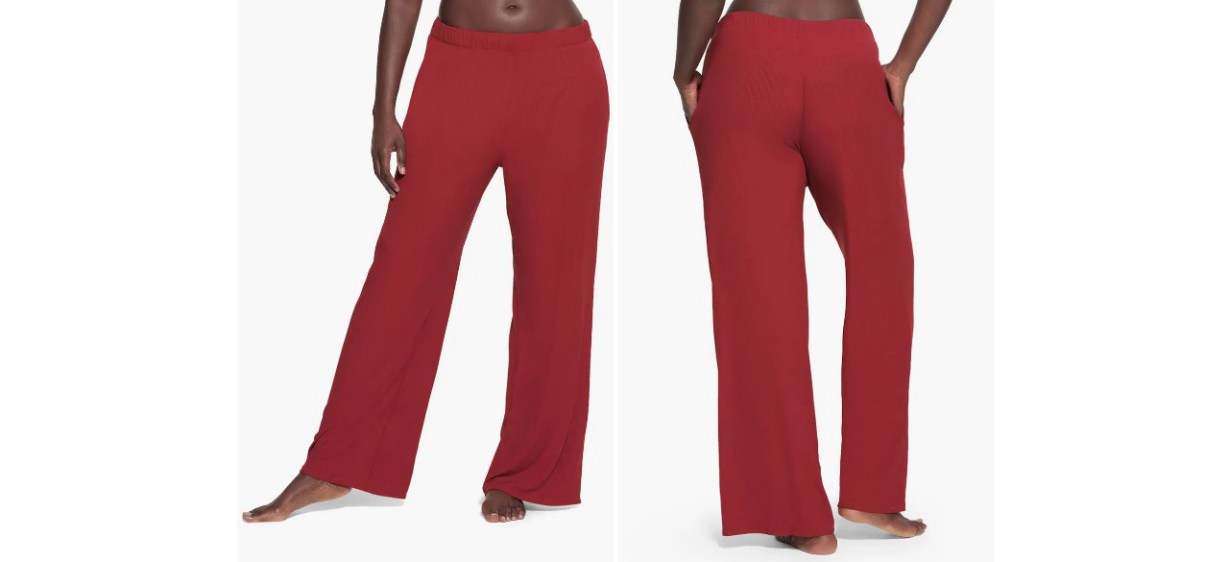 Red Front and Rear View of SKIMS Pajama Pants