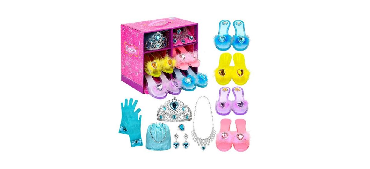 Princess Dress Up Shoes Set with Pretend Jewelry