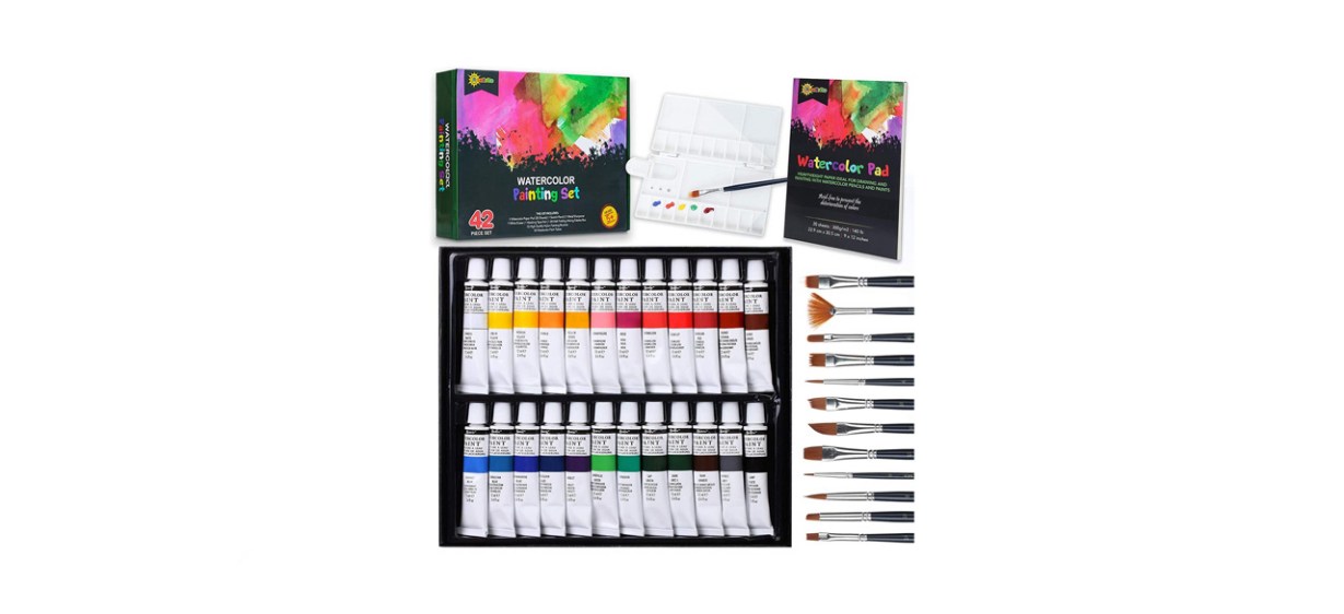 RISEBRITE Kids Painting Set 42 Pcs Watercolor Paint Set Includes Watercolor  Paints, Paint Brushes, Painting Pad, and More Art Supplies for Young  Artists : : Toys & Games