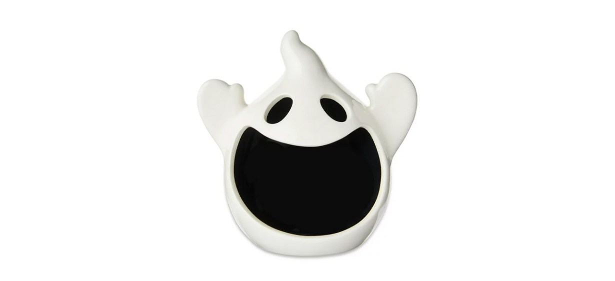 Halloween Ceramic Ghost Candy Bowl on white background
