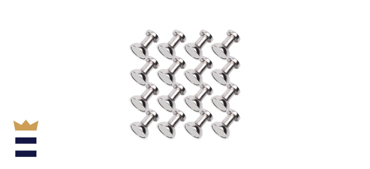 Buvunt 16-Pack of Brushed Nickel push-pin Magnets for Whiteboards and Fridges