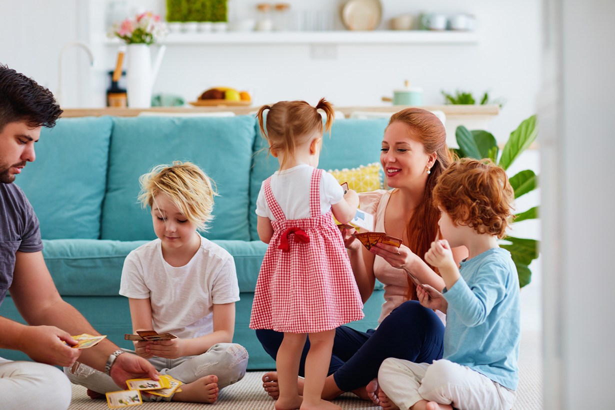 a family playing cards