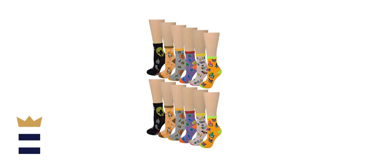 Different Touch 12 Pairs Kids’ Halloween Novelty Design Crew Socks
