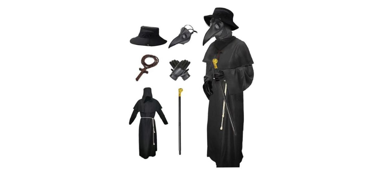 plague doctor costume with mask and accessories