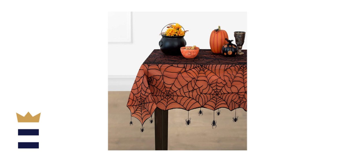 Elrene Home Fashions Crawling Halloween Spider Web Tablecloth