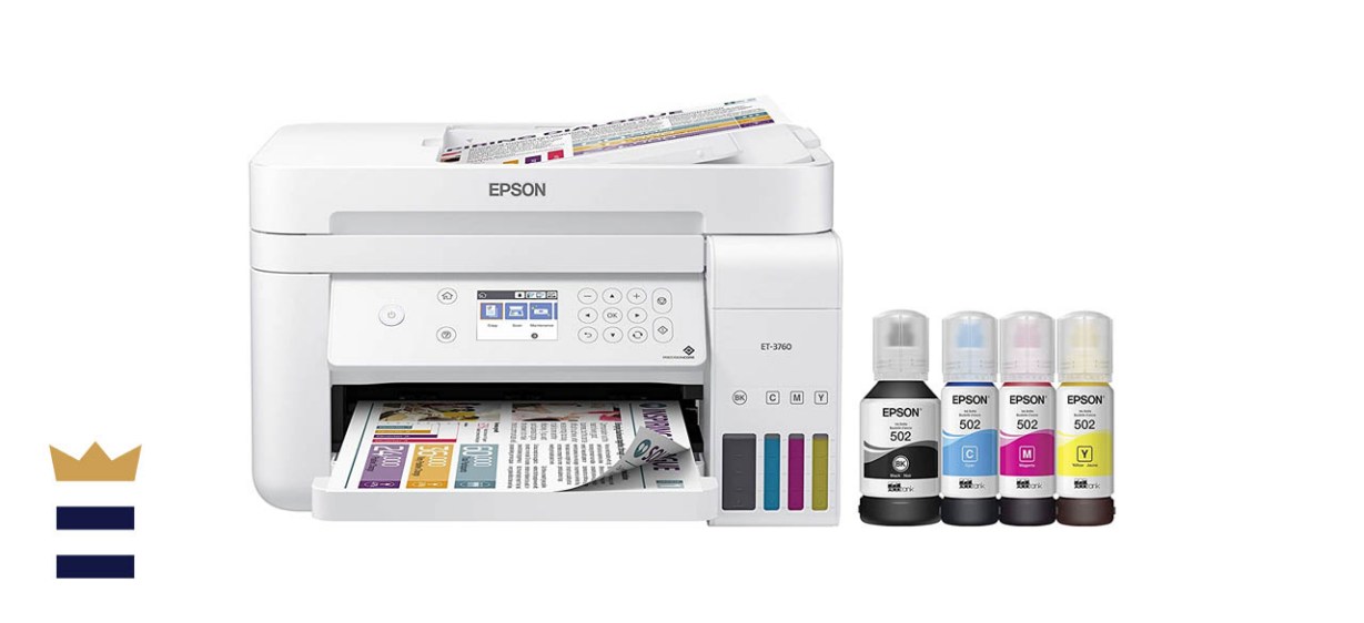 Epson EcoTank ET-3760 Wireless Color All-in-One Cartridge-Free Supertank Printer with Scanner, Copier and Ethernet