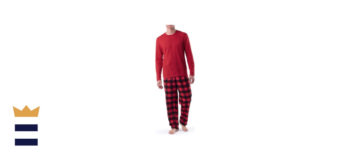 Fruit of the Loom Men's Long Sleeve Waffle Top and Flannel Pant Set