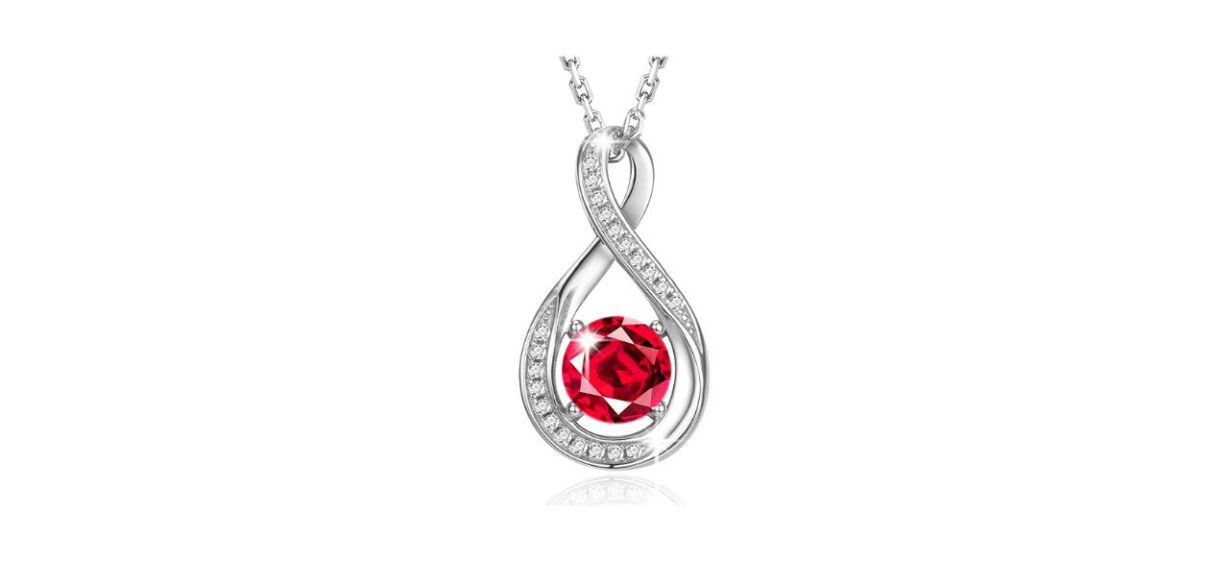 Gemlanto 925 Sterling Silver Created Ruby Necklace
