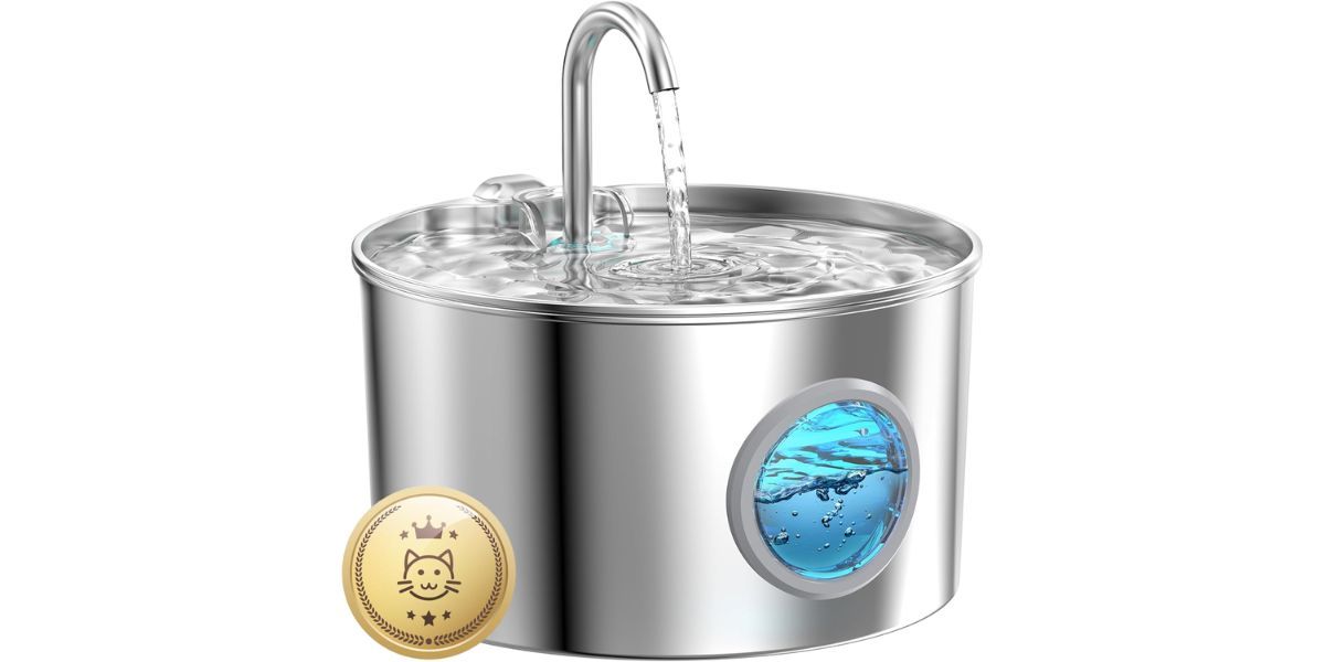 GIOTOHUN Cat Water Fountain Stainless Steel