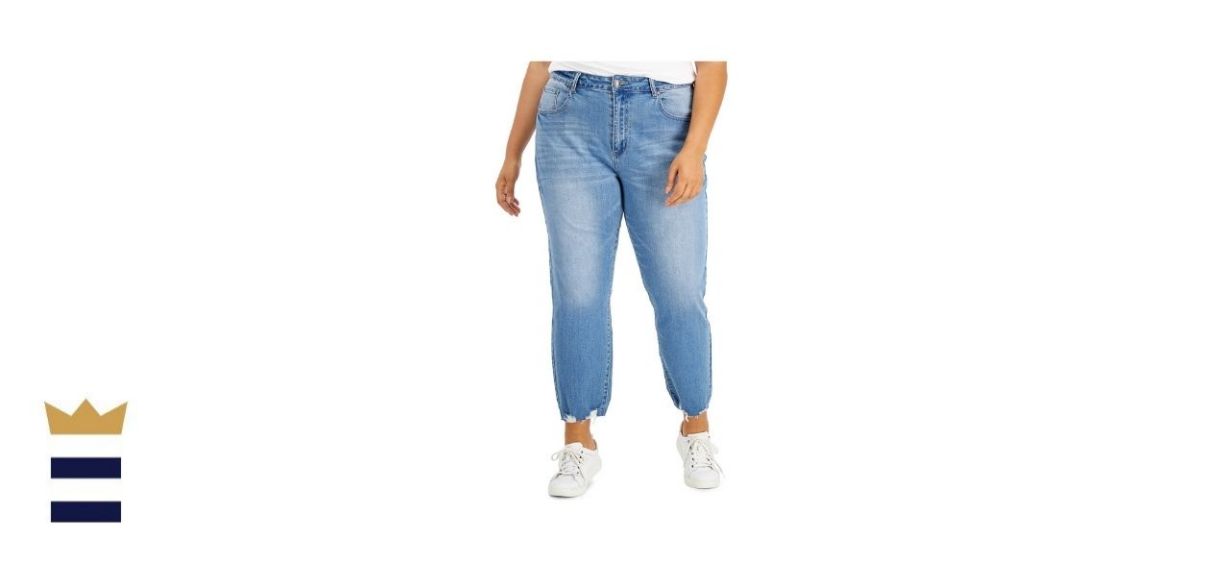 GOGO Jeans Trendy plus-size Frayed Mom Jeans