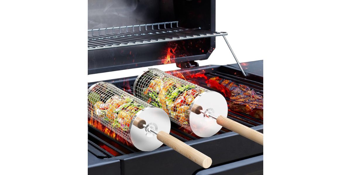 ivtivfu Rolling Grill Basket