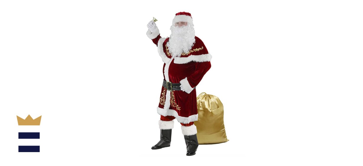 Halfjuly 12-piece Velvet Adult Santa Claus Costume