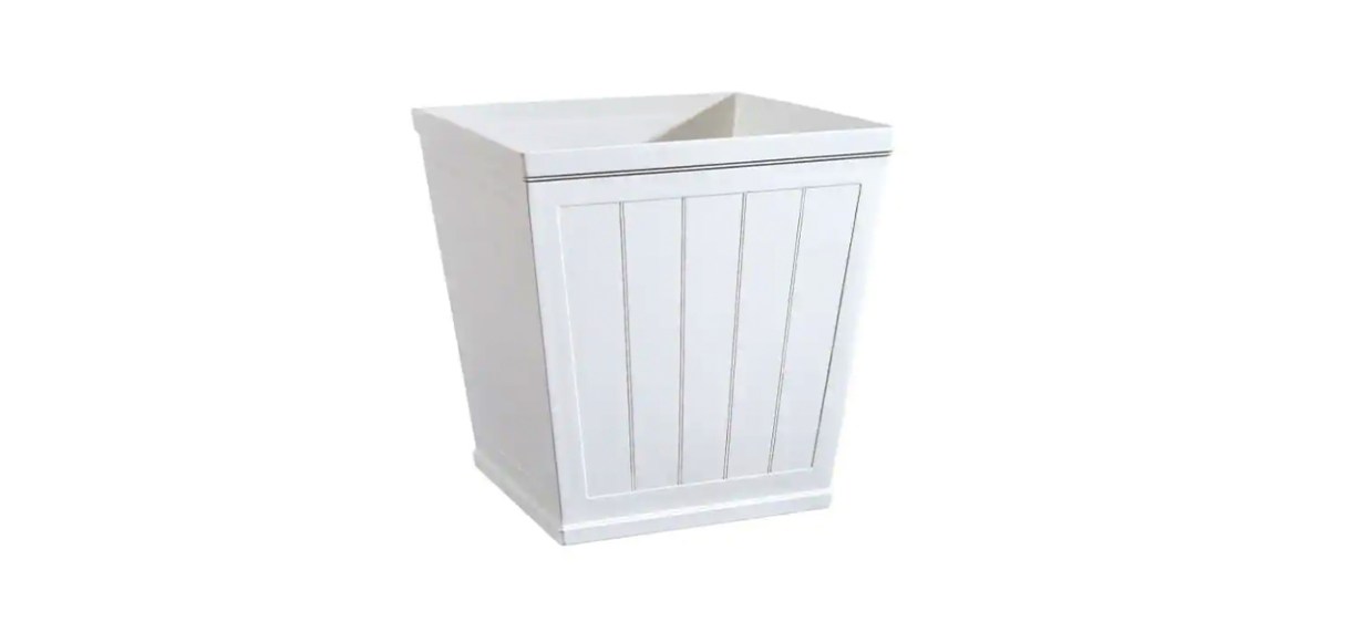 Hanover 20-Inch White Resin Beadboard Square Planter