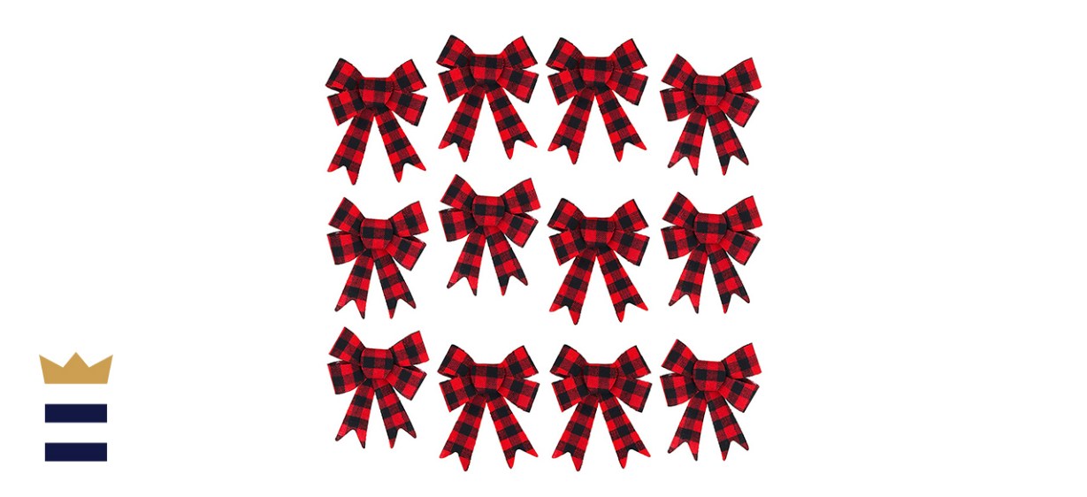 Iconikal 5-Loop Red Buffalo-Plaid Flannel Bows