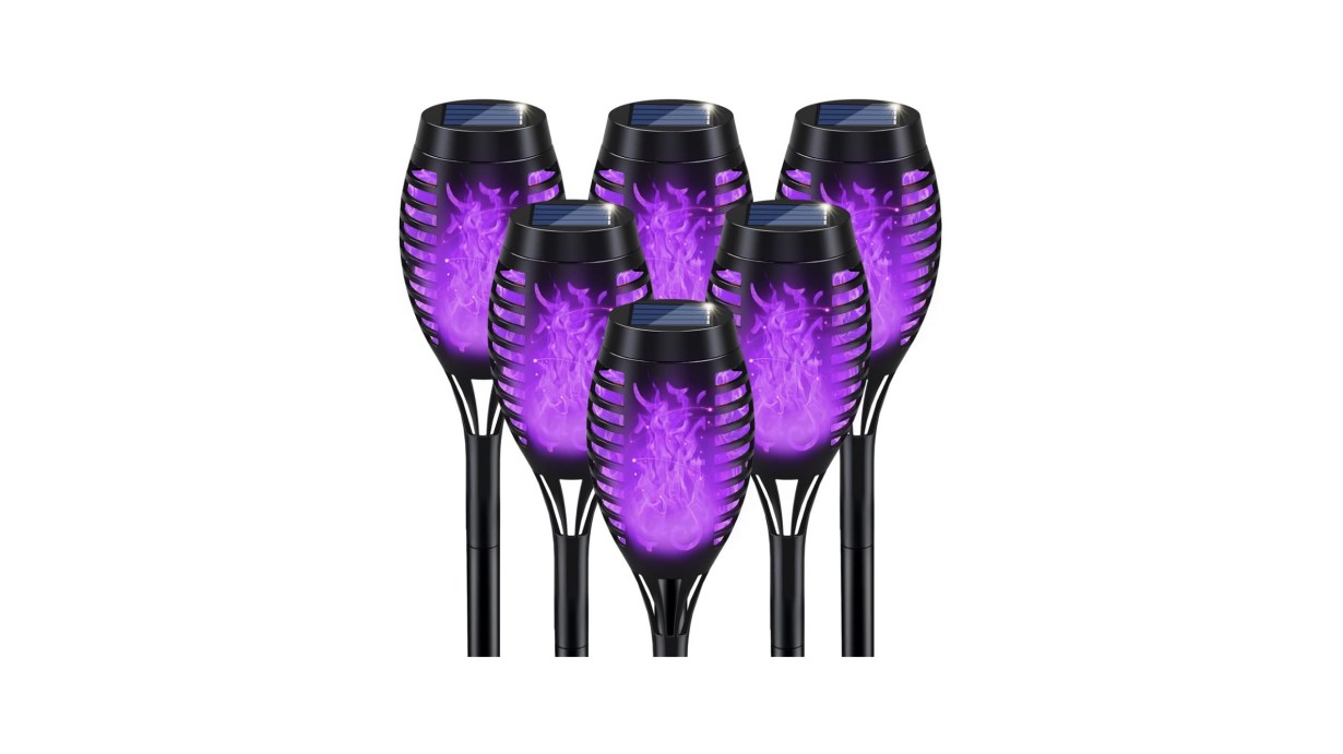 A set of 4 purple solar torch lights