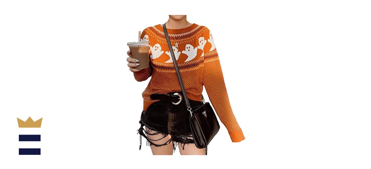 Knitted Ghost Print Sweater