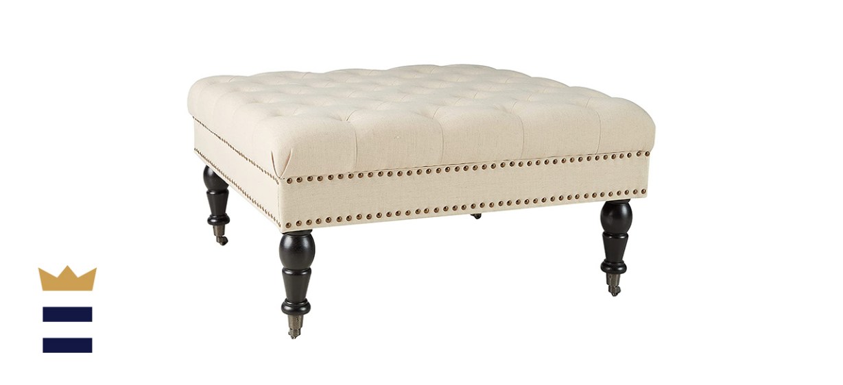 Linon Hattie Square Natural Tufted Ottoman