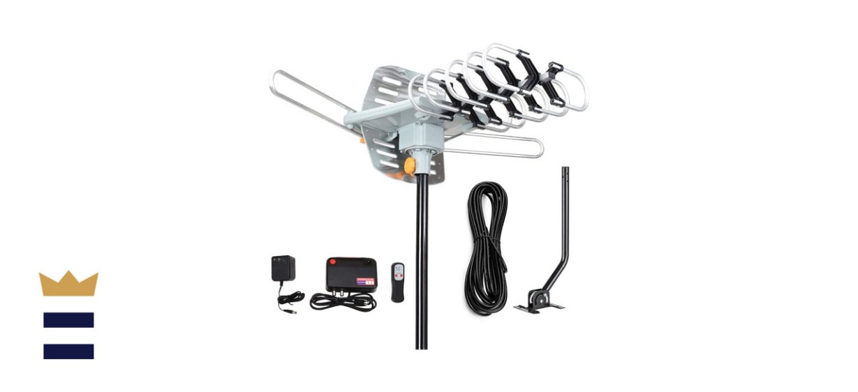 MATIS Digital Amplified 150-Mile 4K 1080p Outdoor TV Antenna with Mounting Pole