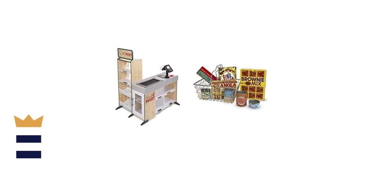 Melissa &amp; Doug Grocery Store &amp; Grocery Basket with Play Food