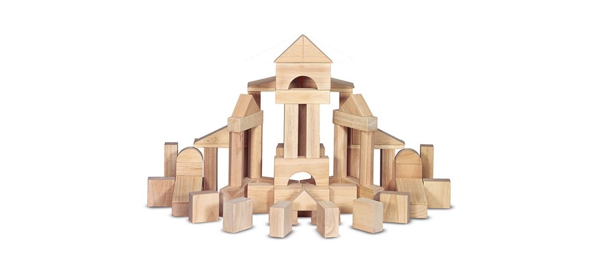 Melissa &amp; Doug Wood Building Blocks With Wood Storage Tray