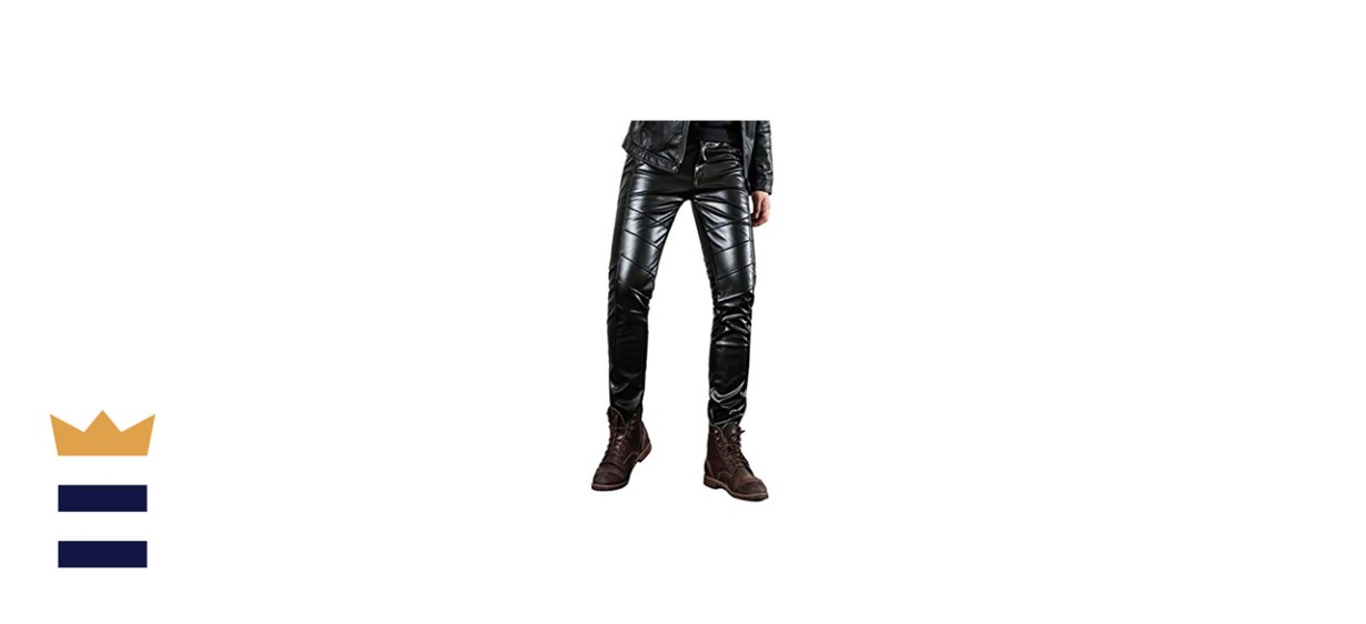 Men’s Slim-Fit Faux Leather Biker Pants