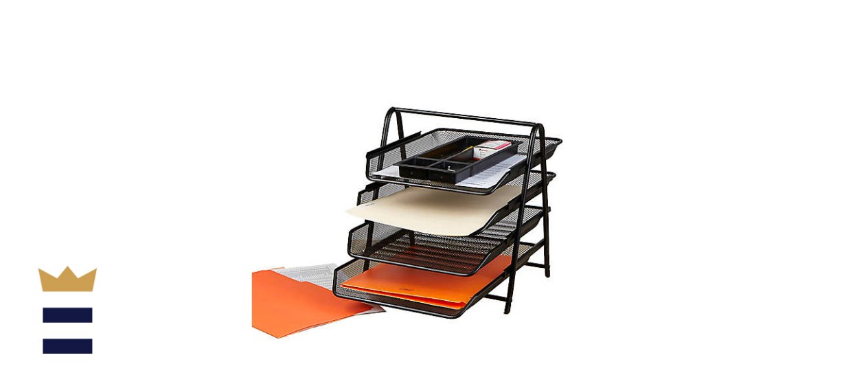 Mind Reader 4-Tier Mesh Paper Tray Desk Organizer in Black
