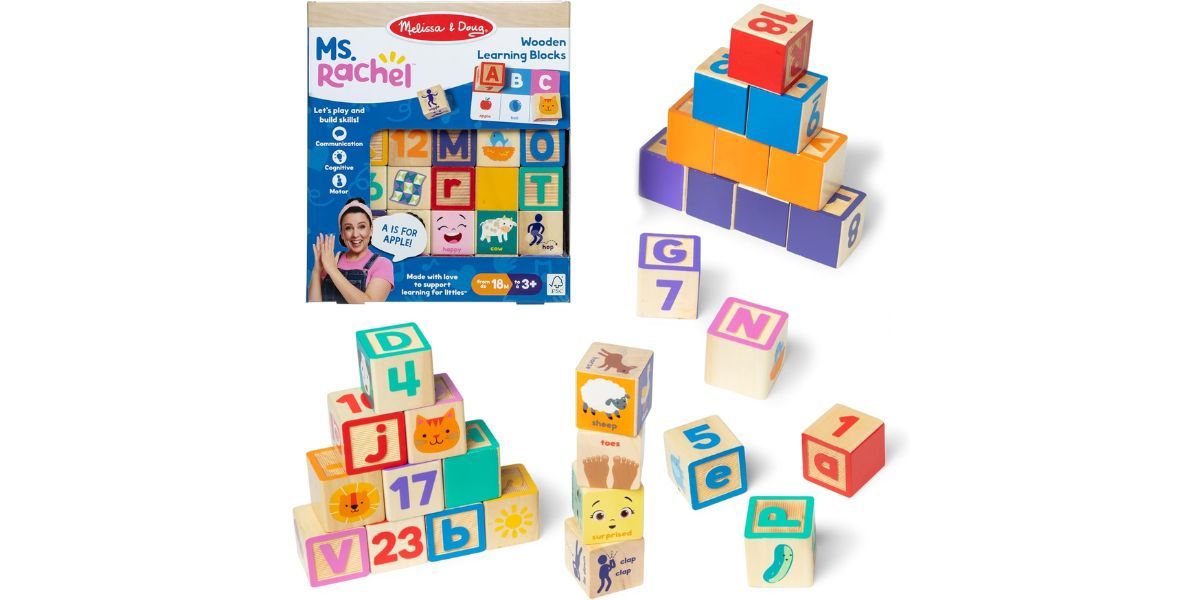 Melissa &amp; Doug Ms. Rachel Letter, Number, and Game Wooden Learning Blocks