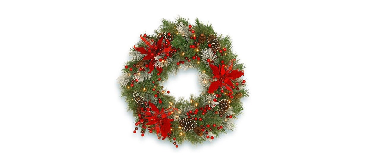 National Tree Company Pre-Lit Artificial Christmas Wreath in Tartan Plaid