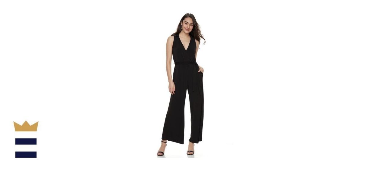 Nina Leonard Surplice Wide-Leg Jumpsuit