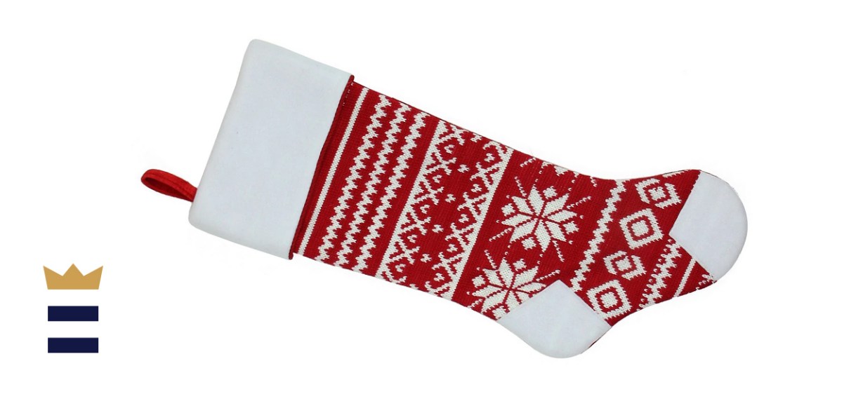 Northlight Red and White Snowflake Christmas Stocking