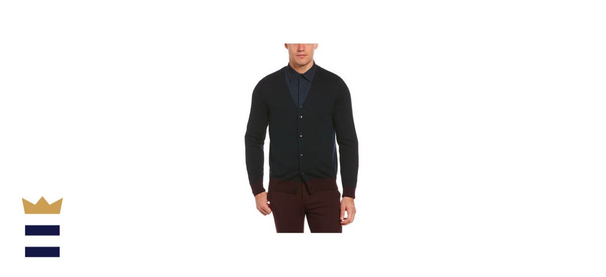 Perry Ellis Windowpane Print Cardigan