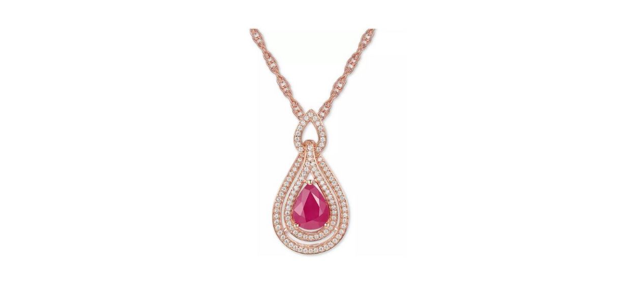 Ruby &amp; Diamond 18-inch Pendant Necklace in 14-karat Rose Gold 