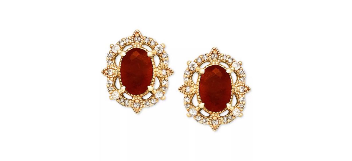 Ruby and Diamond Stud Earrings in 14-karat Yellow Gold