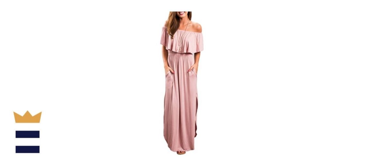 Sarin Mathews Off The Shoulder Ruffle Maxi Dress