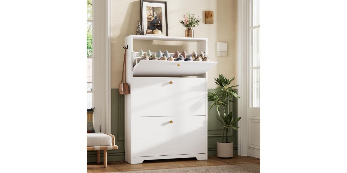 Nicetree Shoe Cabinet with 3 Flip Drawers